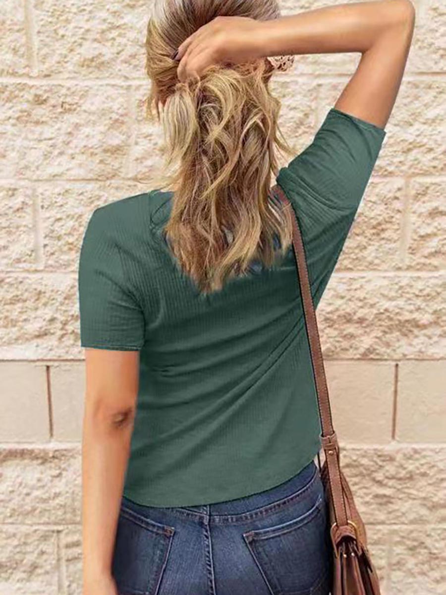 Stunncal Ordinary Fun Ribbed Knit T-shirt(6 colors)