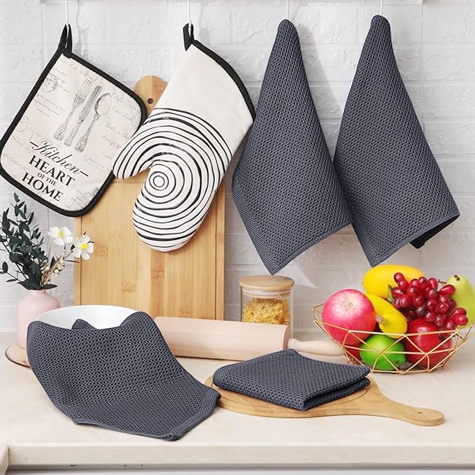 100% Cotton Waffle Weave Kitchen Dish Cloths(6-Pack)