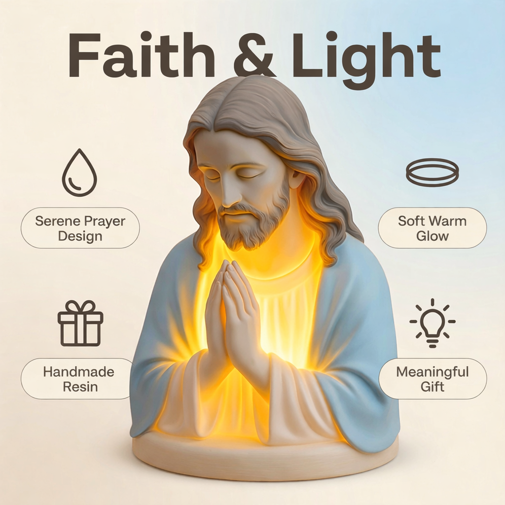 Handmade Resin Jesus Prayer Night Light