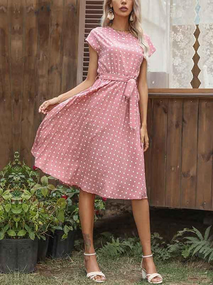 Stunncal Polka Dot Pleated Dress