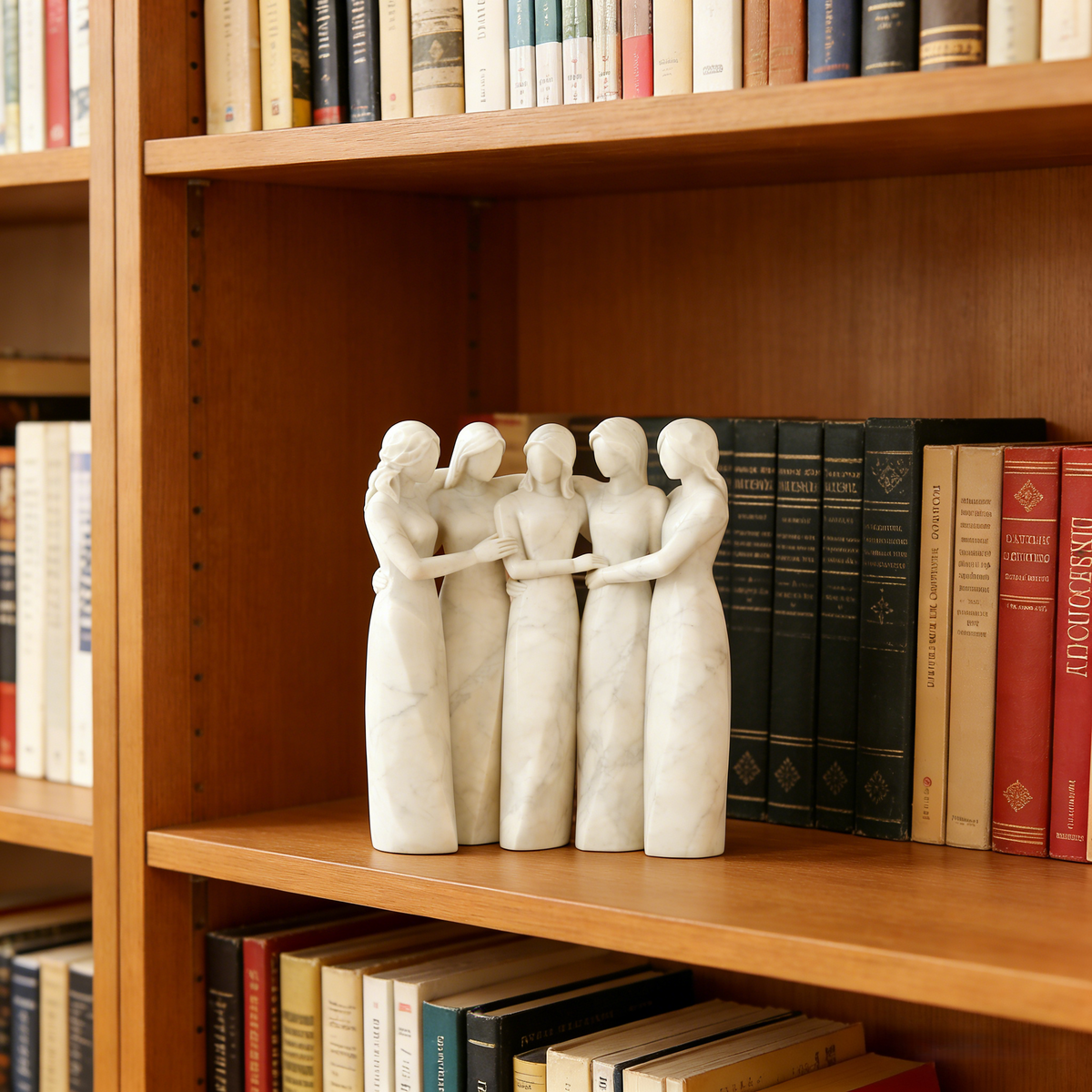 Celebrates Friendships Handmade White Marble Sisters Sculpture