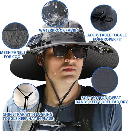 🎁Best father‘s Day Gifts❤2025 New Ultralight Solar Fan Sun Hat – Lighter Than a Baseball!⚾(Only 11oz)：Japanese Design