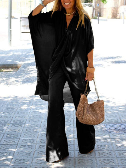 Stunncal Eden Cotton Casual Solid Color Loose Pants Suit