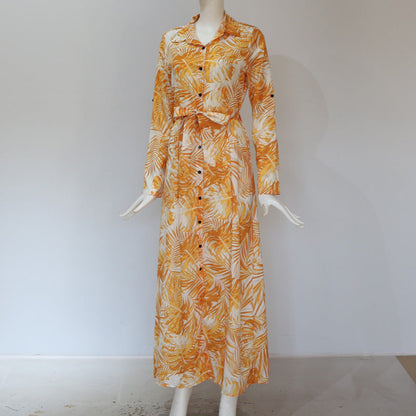 Stunncal Printed Lace-Up Loose Maxi dress