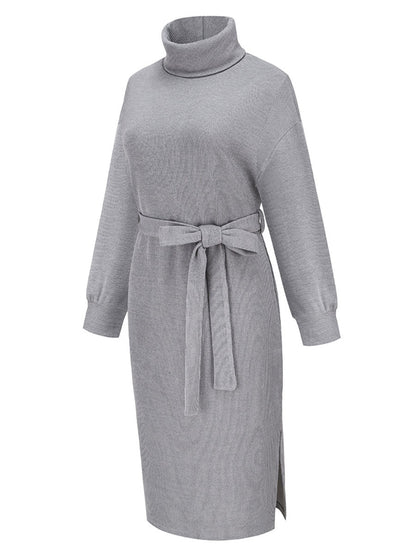 Stunncal High Neck Lace-Up Knit Dress(4 colors)