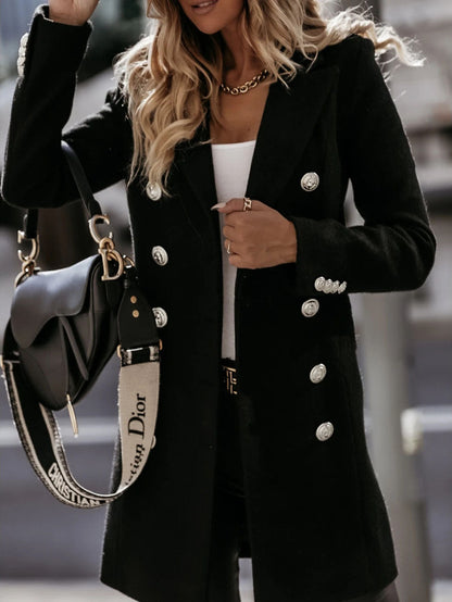 Stunncal Work Street Solid Buttons Turn-back Collar Outerwear(4 Colors)