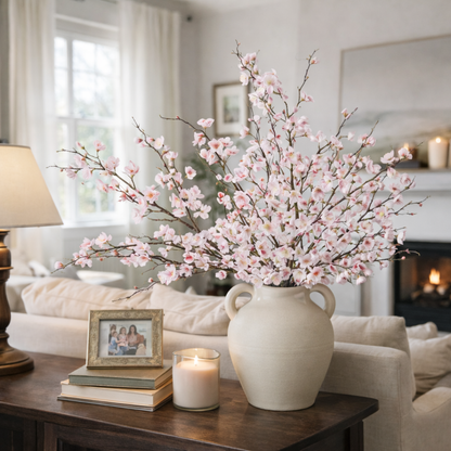 5 Stems Artificial Cherry Blossom Branches Spring Indoor Decoration
