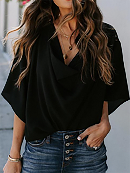 Stunncal V-Neck Loose Mid-Sleeve T-Shirt(7 colors)