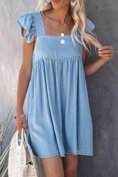 Stunncal Fashion Casual Ruffle Backless Slim Dress
