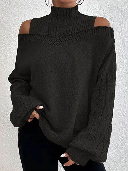 Stunncal Drop Shoulder Lantern Sleeve Sweater