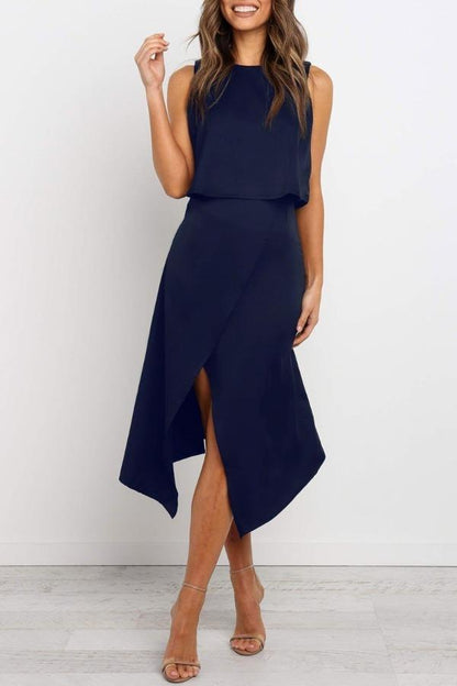 Stunncal Fashion O-Neck Open Two-Piece Dress