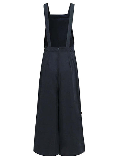 Stunncal Casual Solid Buckle Square Collar Regular Jumpsuits(5 Colors)