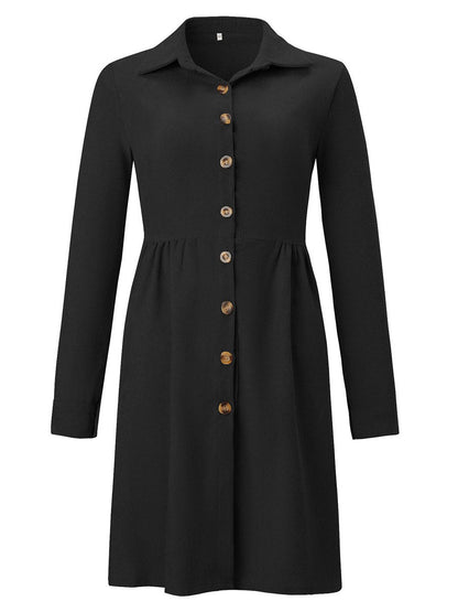 Stunncal Single-Breasted Long-Sleeved Dress(4 colors)