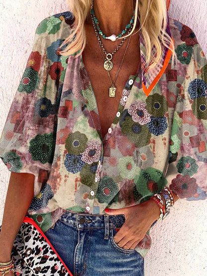 Stunncal Loose Printed Button Shirt (3 colors)