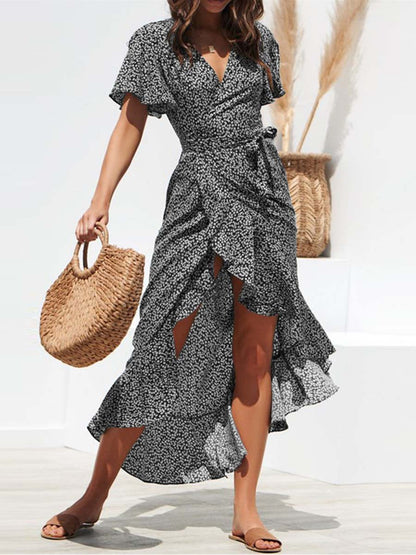 Stunncal Irregular Chiffon Print Dress