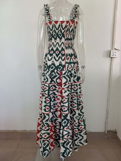 Stunncal Printed Halter Beach Resort Dress(3 Colors)