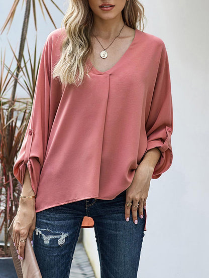 Stunncal Sexy V-Neck Loose Long-Sleeved Tops (7 colors)