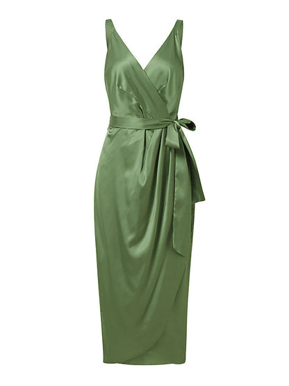 Stunncal Solid Color Straps Slim Irregular Dresses
