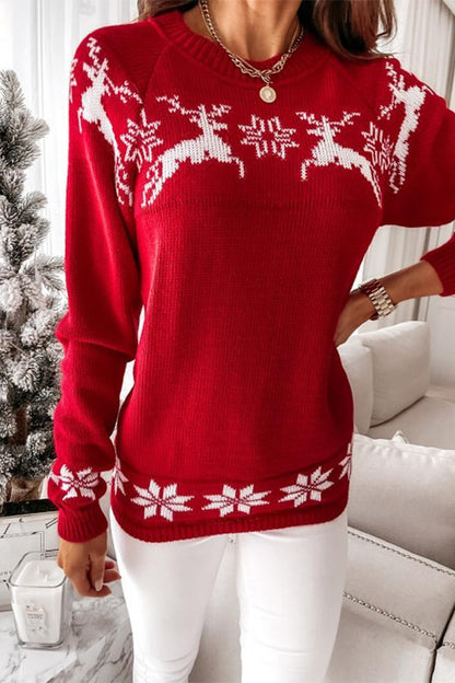 Stunncal Christmas Snowflake Long-sleeved Knitted Sweater