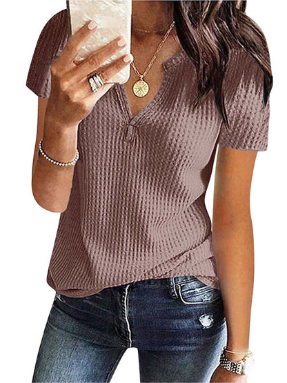 Stunncal V-Neck Solid Color T-Shirt (16 colors)