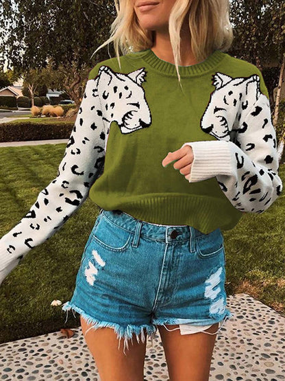 Stunncal Snow Leopard Knit Sweater