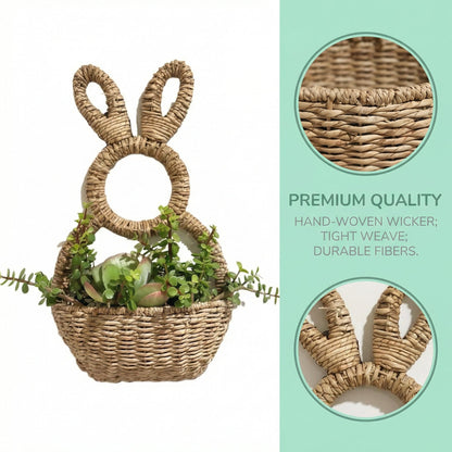 Bunny Basket Hanging Wall Pocket Spring Decor