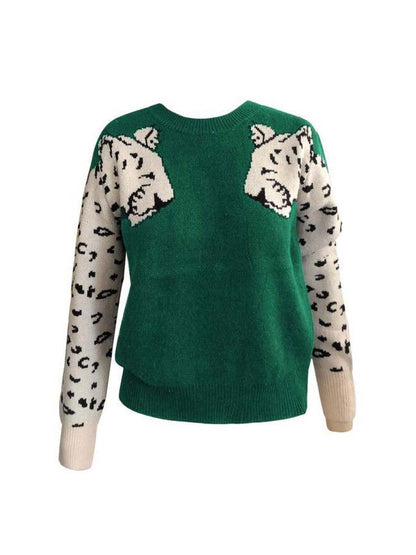 Stunncal Snow Leopard Knit Sweater
