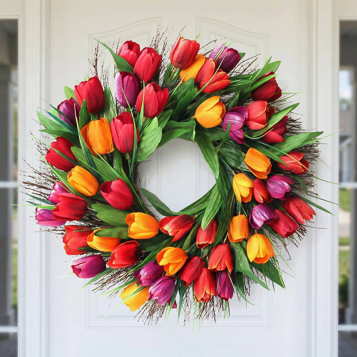 Artificial Tulip Wreath for Easter and spring decorating
