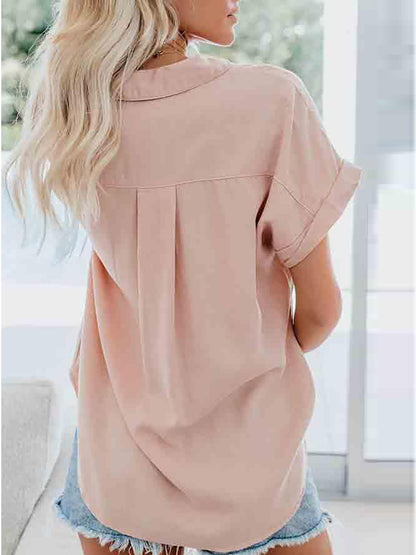 Stunncal Short-Sleeved Solid Color Tops (4 colors)