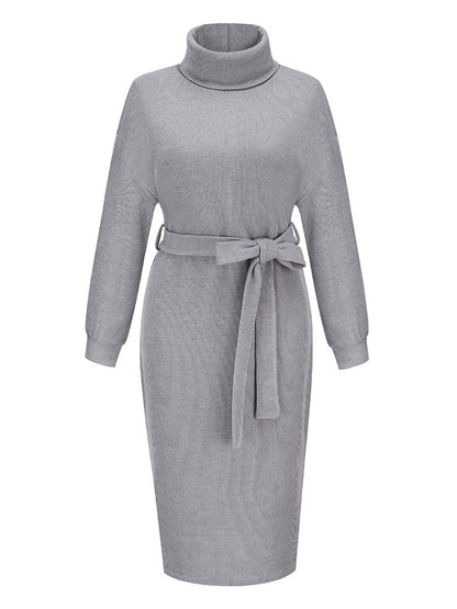 Stunncal High Neck Lace-Up Knit Dress(4 colors)