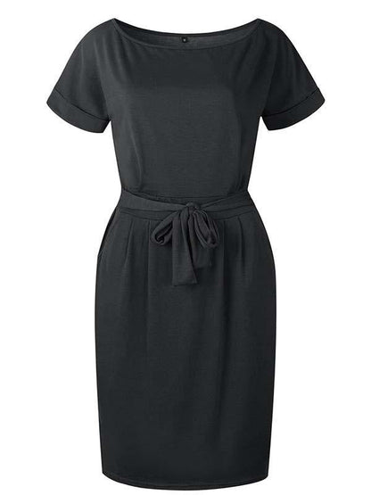 Stunncal O Neck Midi Dress With Belt (4 colors)