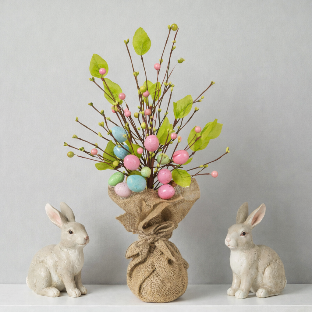 Easter Egg Tree Decoration,Easter Table Tree Decoration, Artificial Easter Egg Tree with Burlap Base