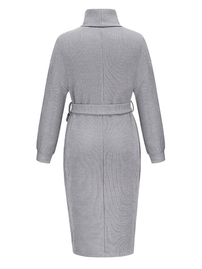 Stunncal High Neck Lace-Up Knit Dress(4 colors)