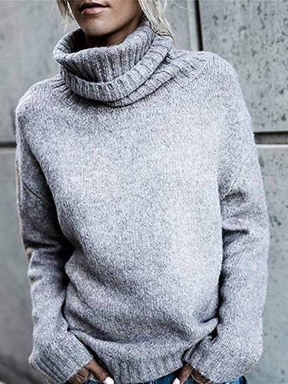 Stunncal Solid Color Turtleneck Long Sleeve Sweater(6 colors)