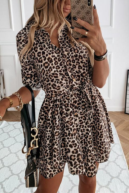 Stunncal Animal Print Belted Mini Dress