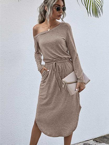 Stunncal Strapless Long Sleeve Split Dress