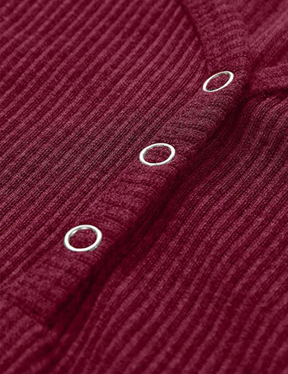 Stunncal Solid Color V-Neck Long-Sleeved T-Shirt