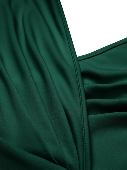 Stunncal Celebrities Elegant Solid Solid Color V Neck Waist Skirt Dresses
