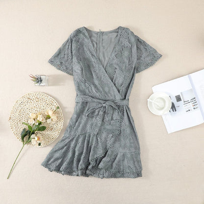 Stunncal V-Neck Belt Floral Dress