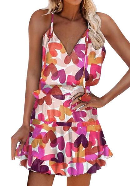 Stunncal Cheetah Print Frill Hem Ruffles Ruched Dress (13 colors)