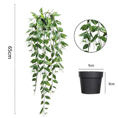 Lifelike Faux Hanging Vine Plant with Pot