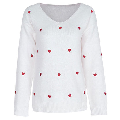 Stunncal Love Polka Dot V-Neck Sweater