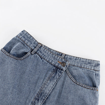 Stunncal Raw Hem High Slit Maxi Denim Skirt