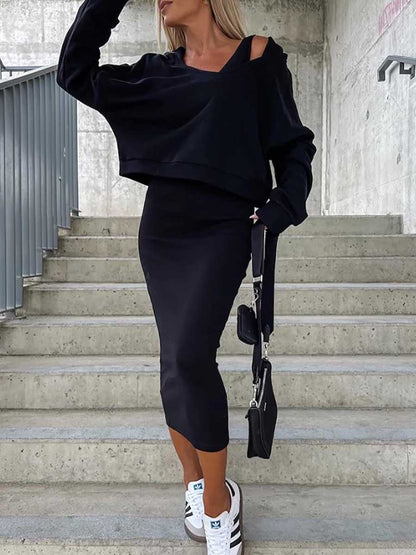 Stunncal Sweatshirt Slim Dress 2-Piece Set
