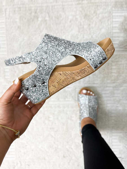 Stunncal Mid Heel Glitter Sandals