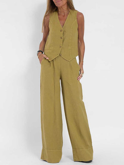 Stunncal Fashion vest pants collage patchwork cotton leisure suit
