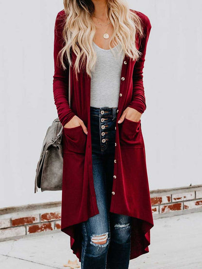 Stunncal Single Breasted Mid-Length Button Down Cardigan