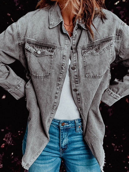 Stunncal Denim Lapel Loose Fit Shirt