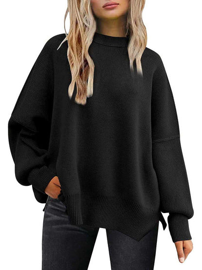 Stunncal Crew Neck Batwing Long Sleeve Sweater