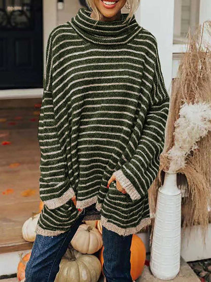 Stunncal Loose Pullover Striped Sweater Knit Sweater